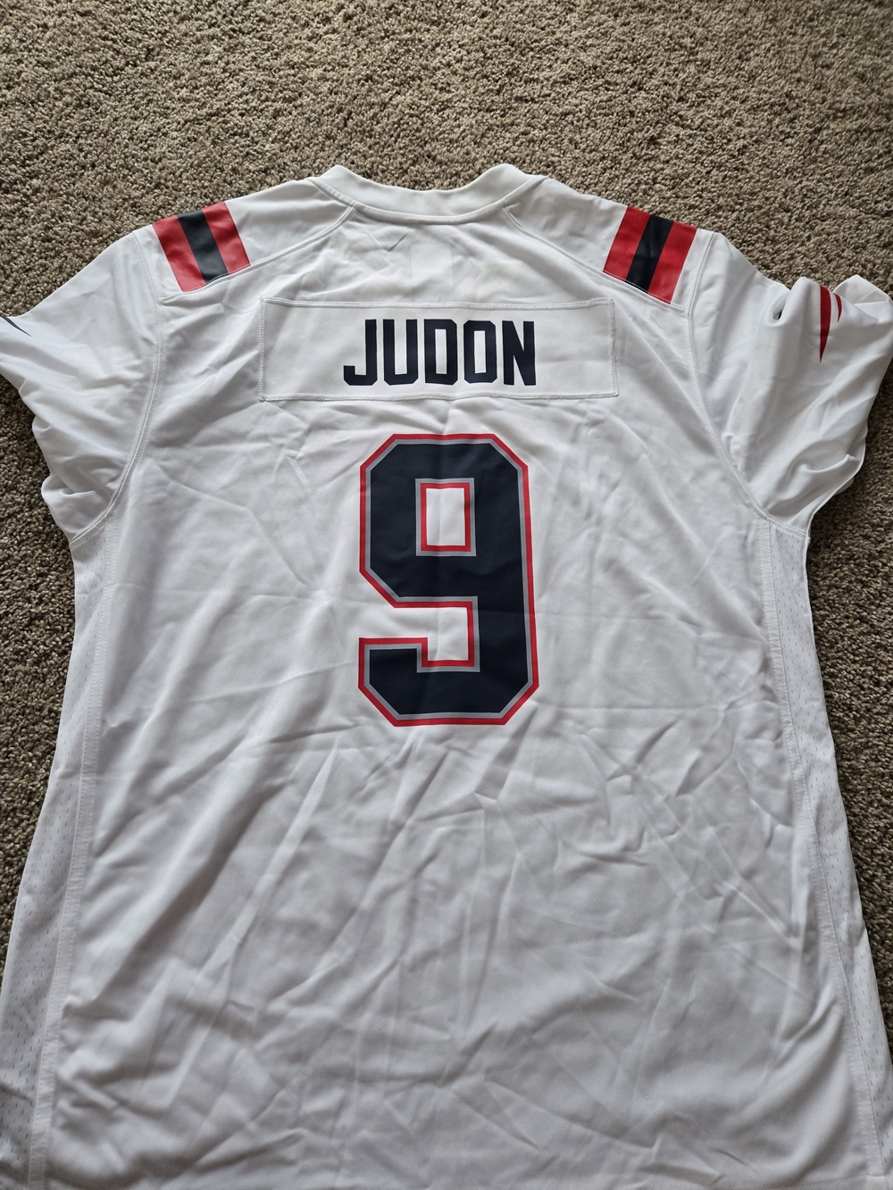 Judon NFL White On-Field Football Jersey with Navy Accents